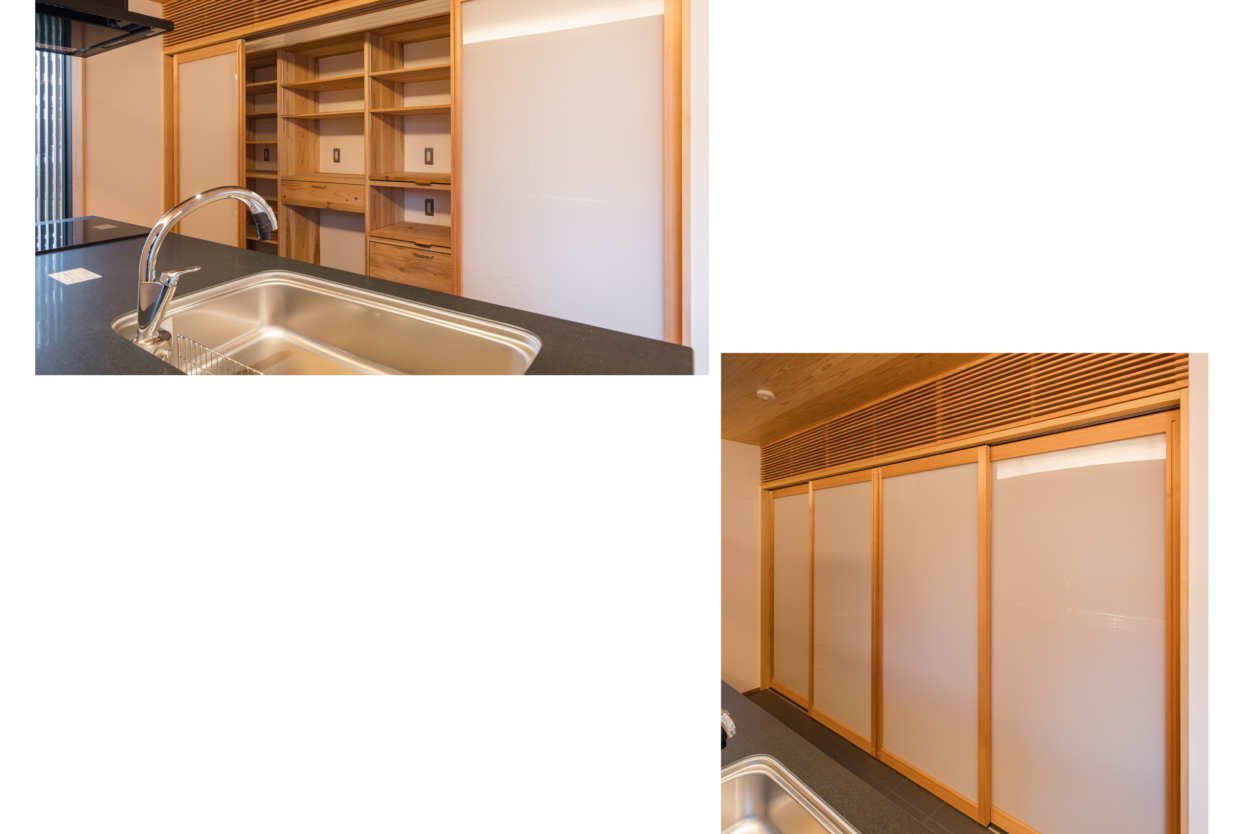 オリジナルキッチン背面パントリー